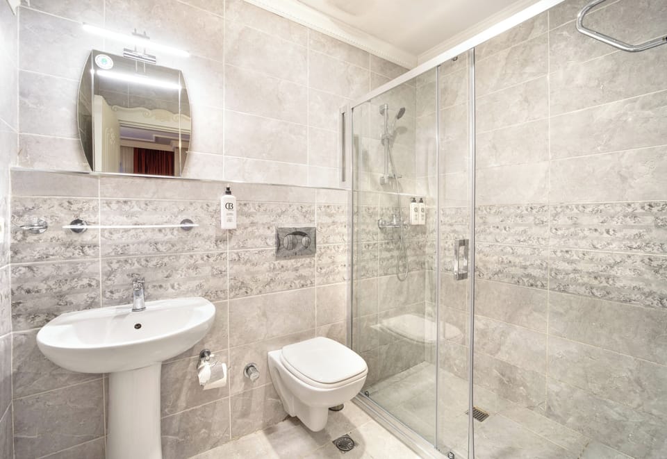 Deluxe Quadruple Room | Bathroom | Shower, free toiletries, hair dryer, slippers