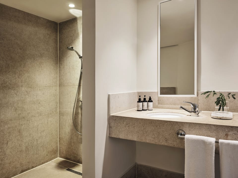 Captain's Suite | Bathroom | Shower, eco-friendly toiletries, hair dryer, towels