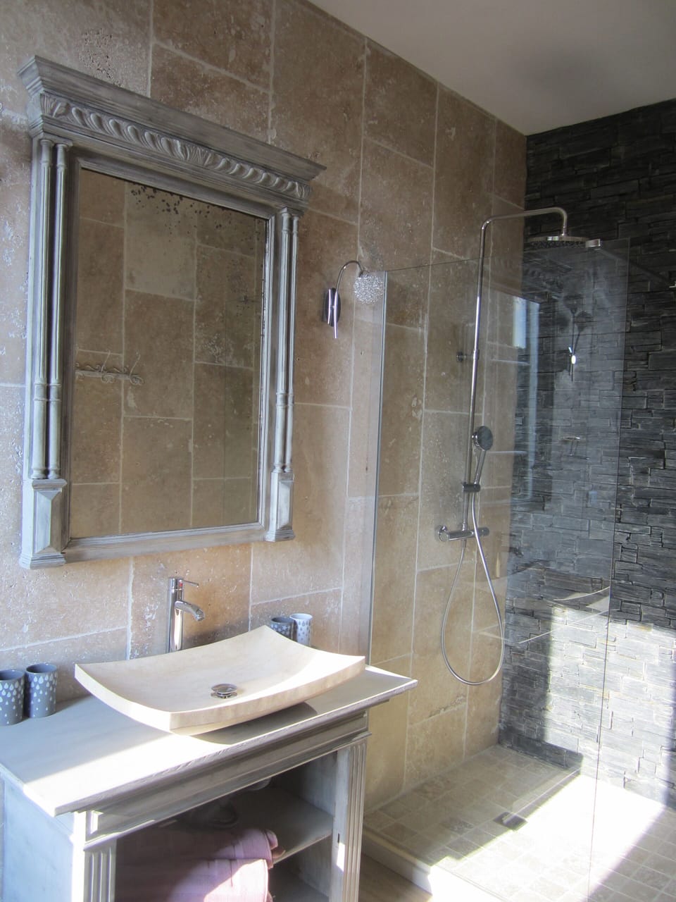 Grand Quadruple Room, Garden View | Bathroom | Shower, hair dryer, towels