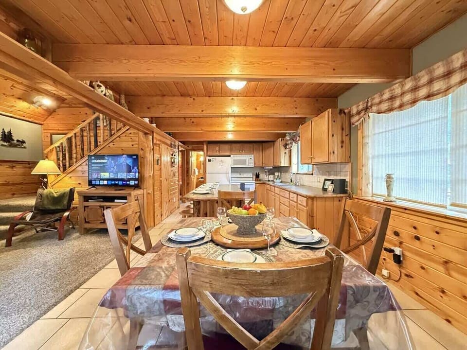 Dining room seating with seats for 4 people.