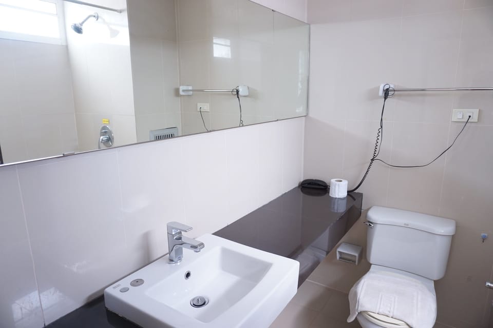 Deep soaking tub, free toiletries, towels