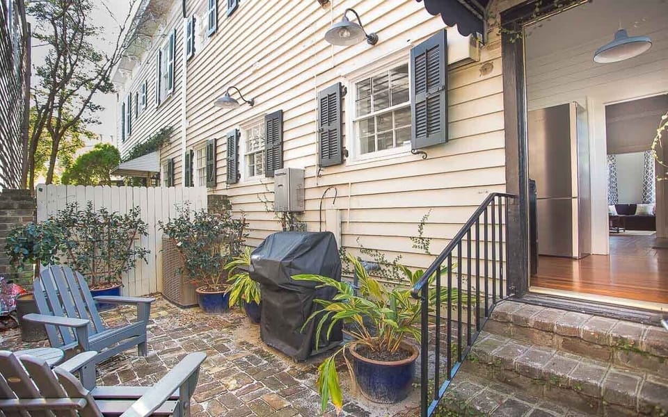 View of the private courtyard off the kitchen.