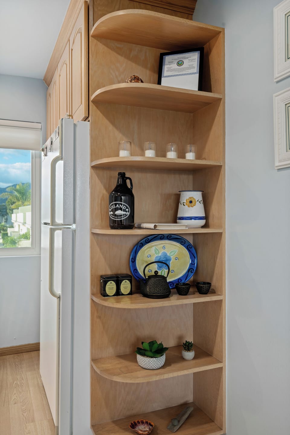 Shelving entering Kitchen