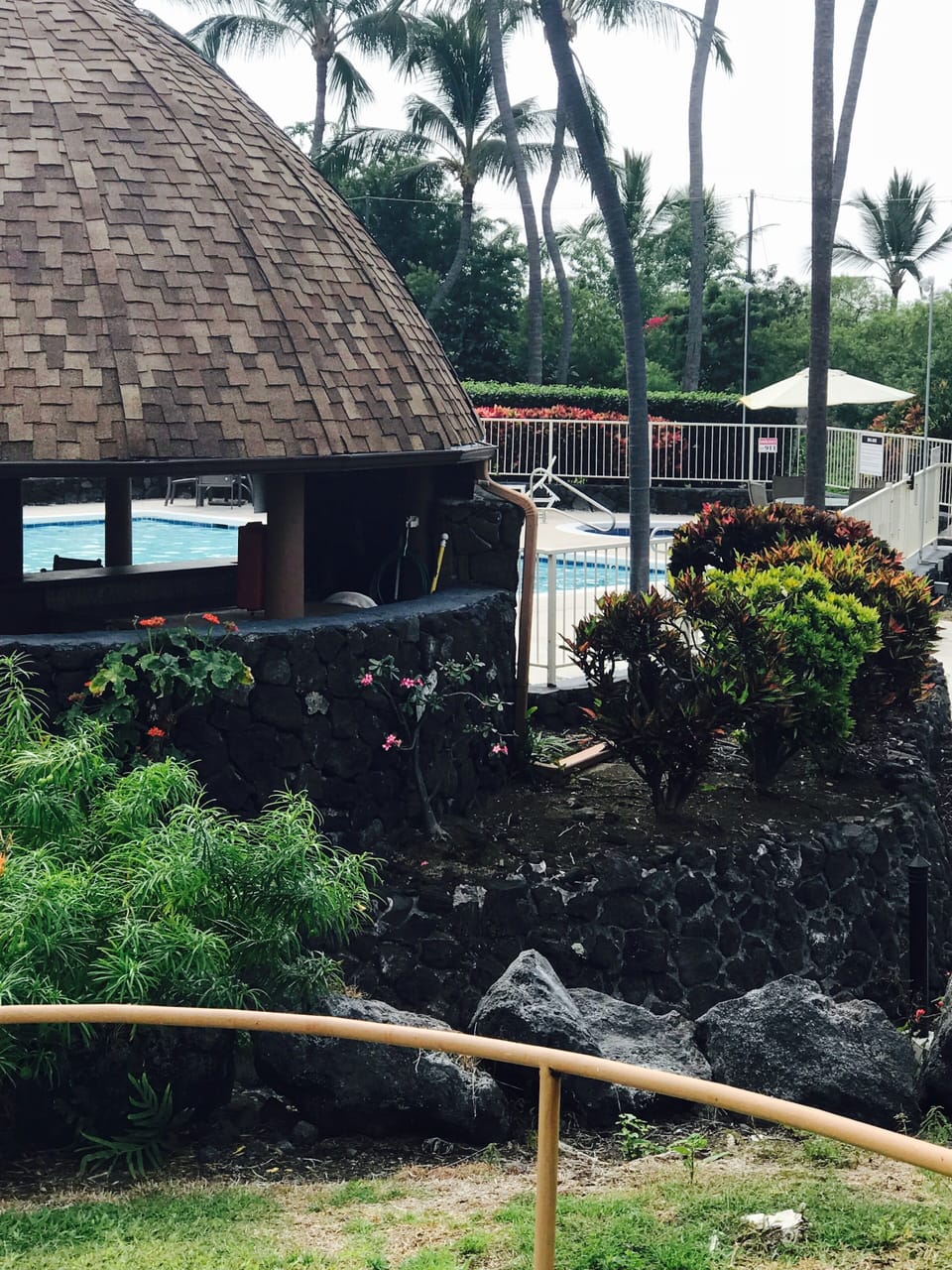 Peekaboo shot of the pool and hot tub.  Long house available by arrangement. 