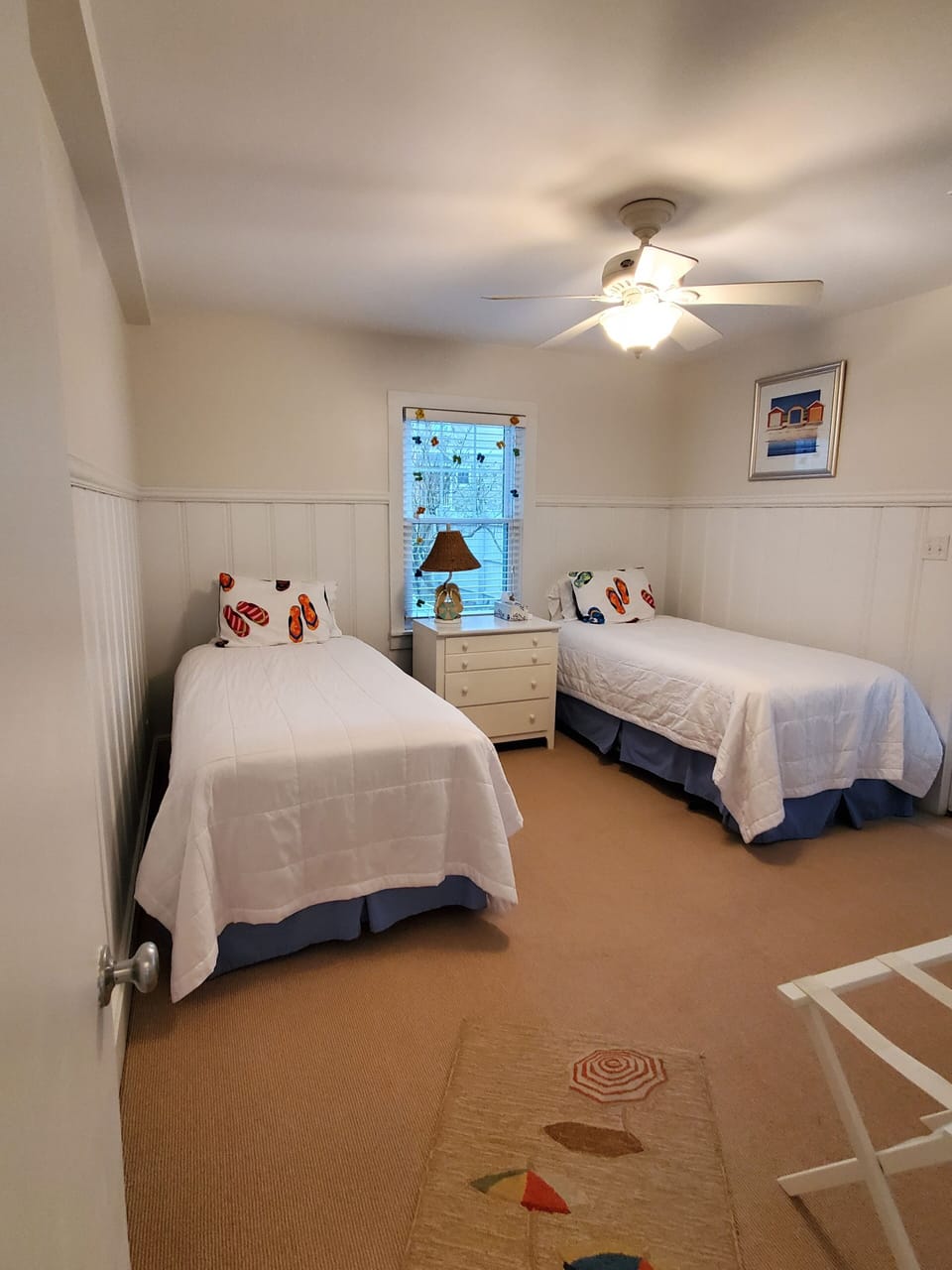 The second bedroom has two twins and one pull-out day bed.