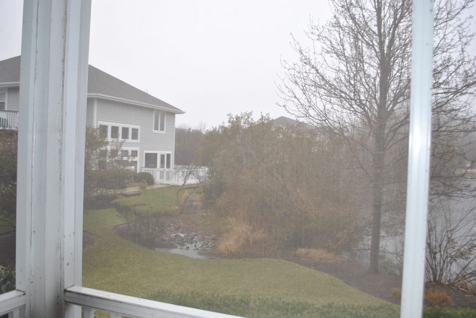 View of lake and private lakefront home looking to the left from porch