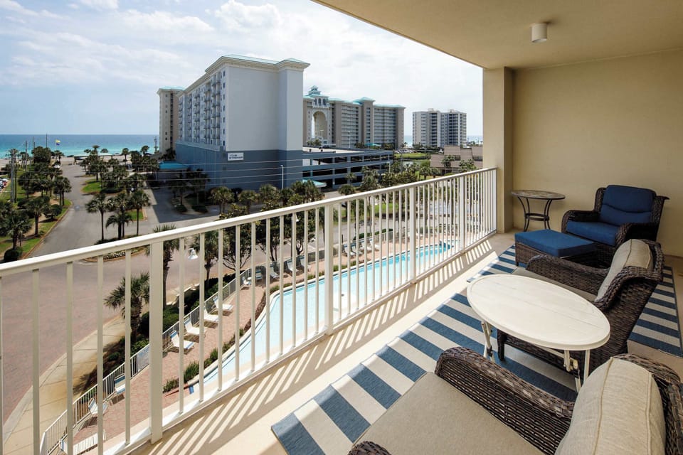 Private balcony views of the pool