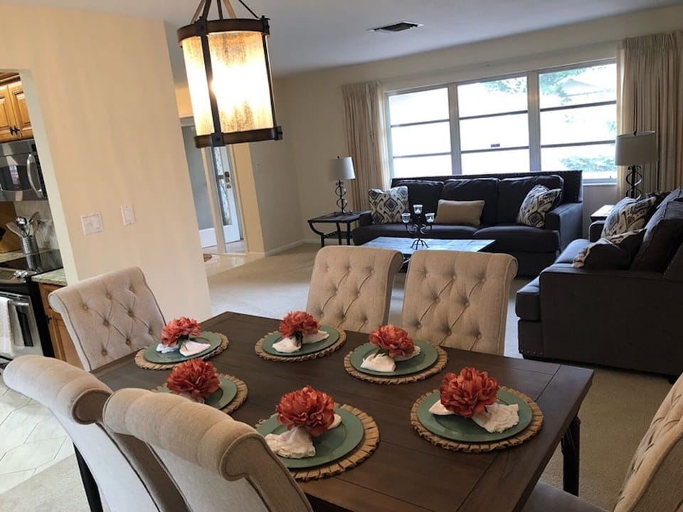 dinning room table and living room