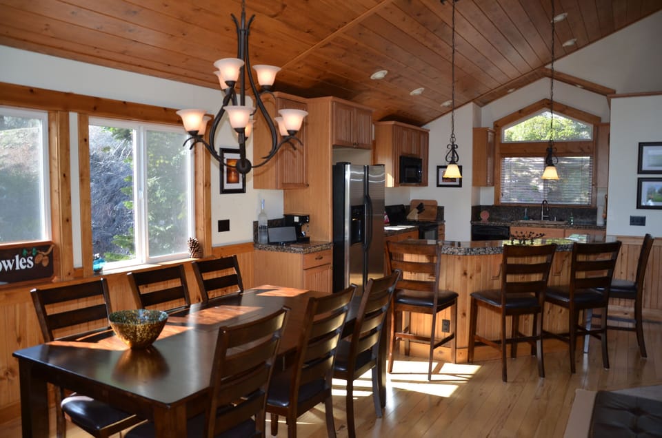 View of dining room and kitchen 