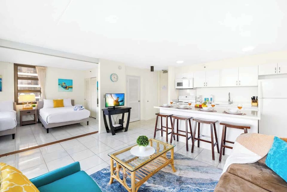Bathroom can be accessed from the bedroom and main area