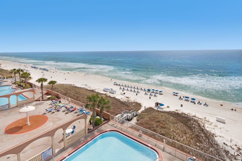 View of the pool for the balcony