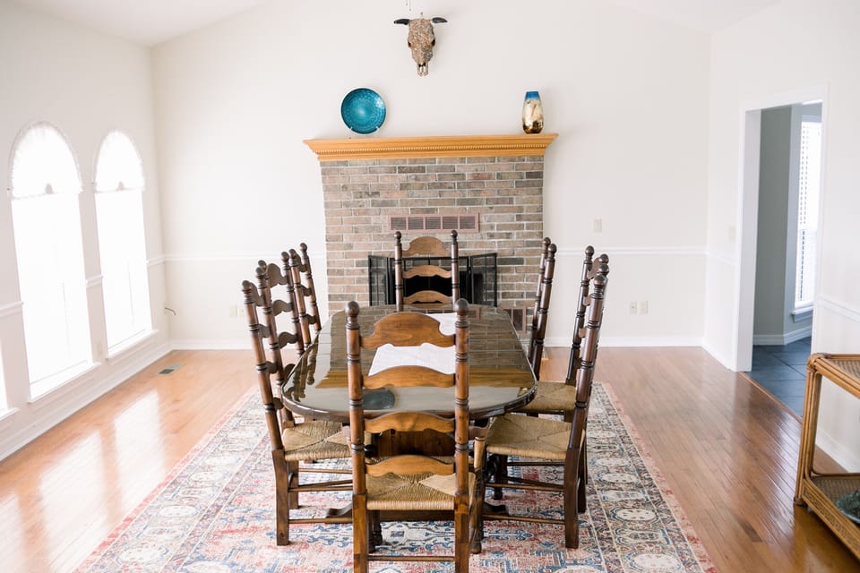 Formal dining area with a view, seats 8
