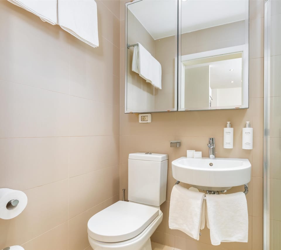 Studio | Bathroom | Shower, free toiletries, hair dryer, towels