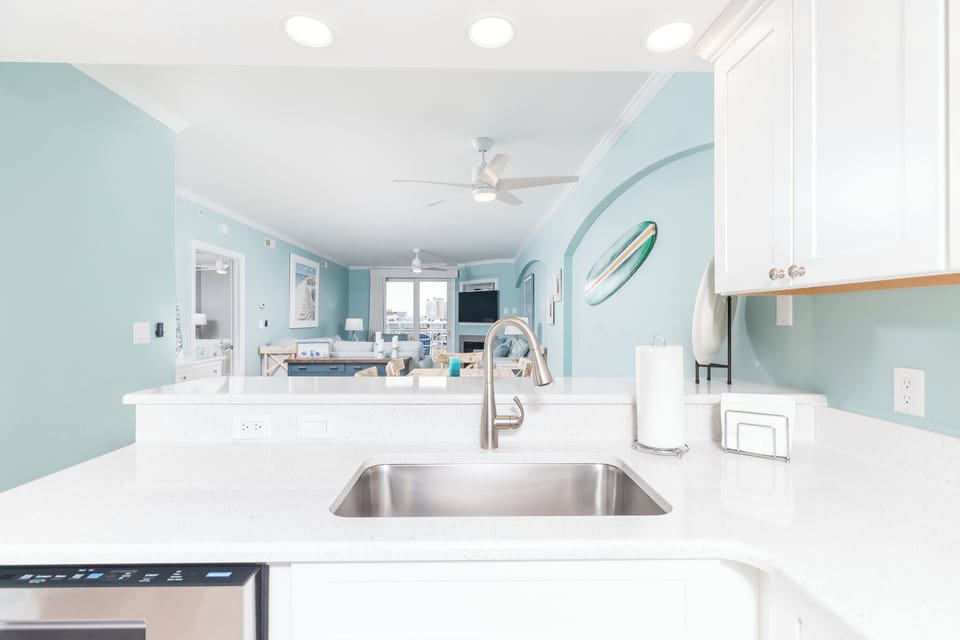Large kitchen sink and dishwasher