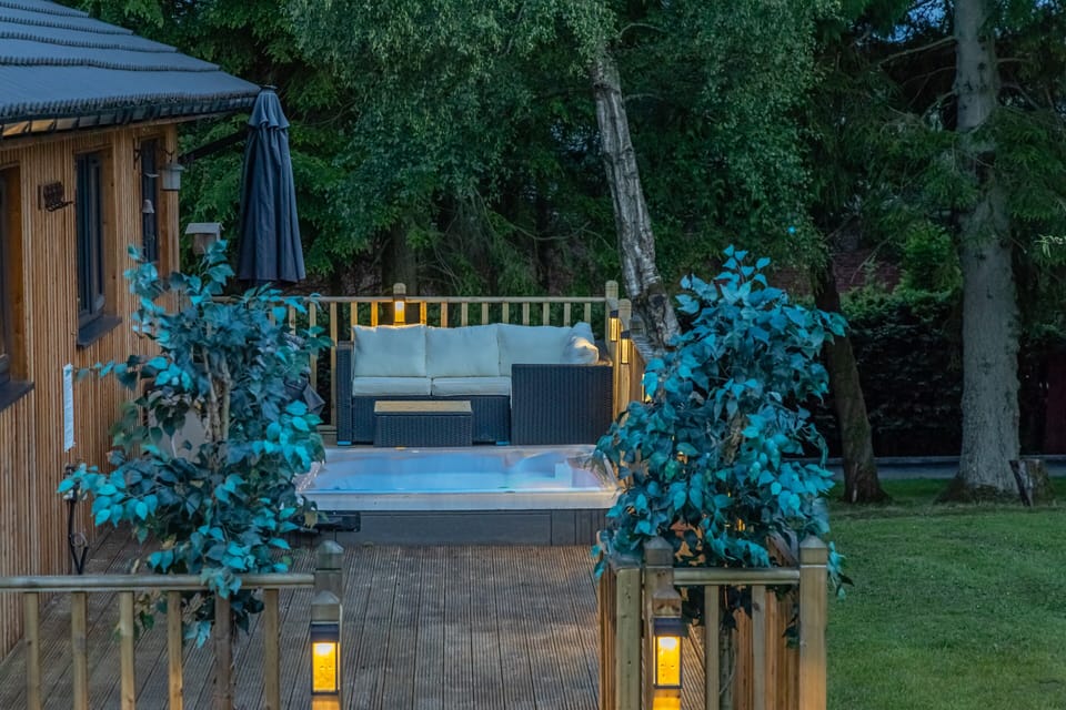 Deck area at dusk