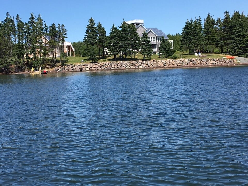 Big House and newly constructed guesthouse from the water