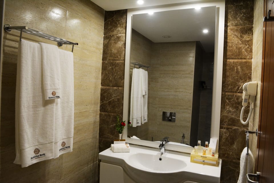 Shower, free toiletries, hair dryer, bathrobes