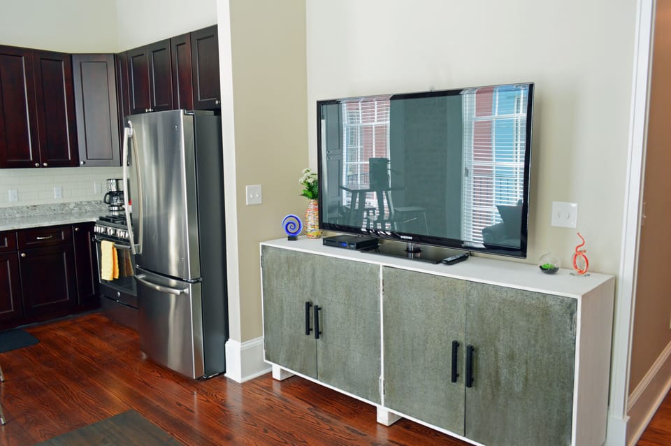 Large TV that is Roku ready to stream your favorite shows when signed in through Guest Mode then all your information is deleted upon check out