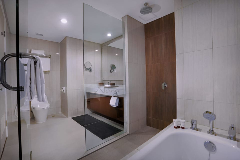 Suite | Bathroom | Shower, free toiletries, slippers, towels