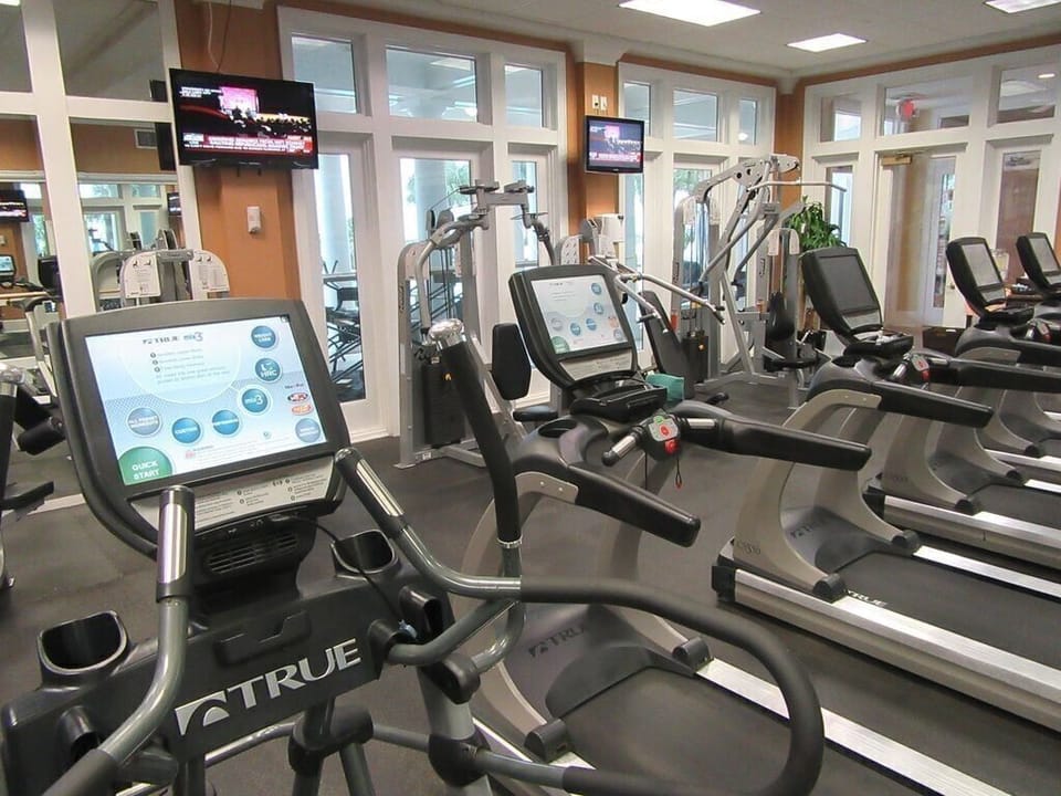 You can enjoy a Gulf View from the fitness center. 