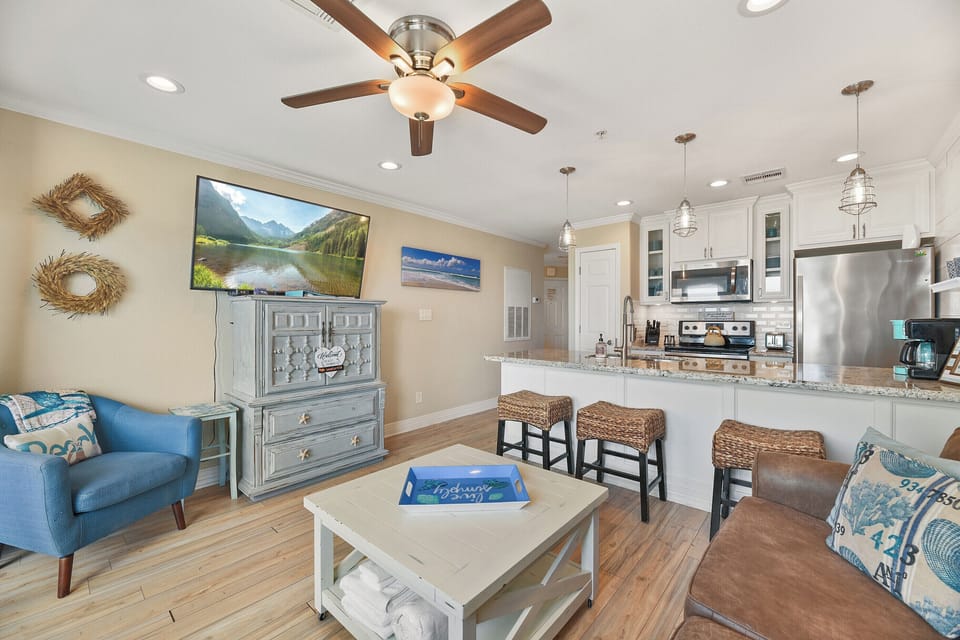 Wonderful kitchen and den open concept.