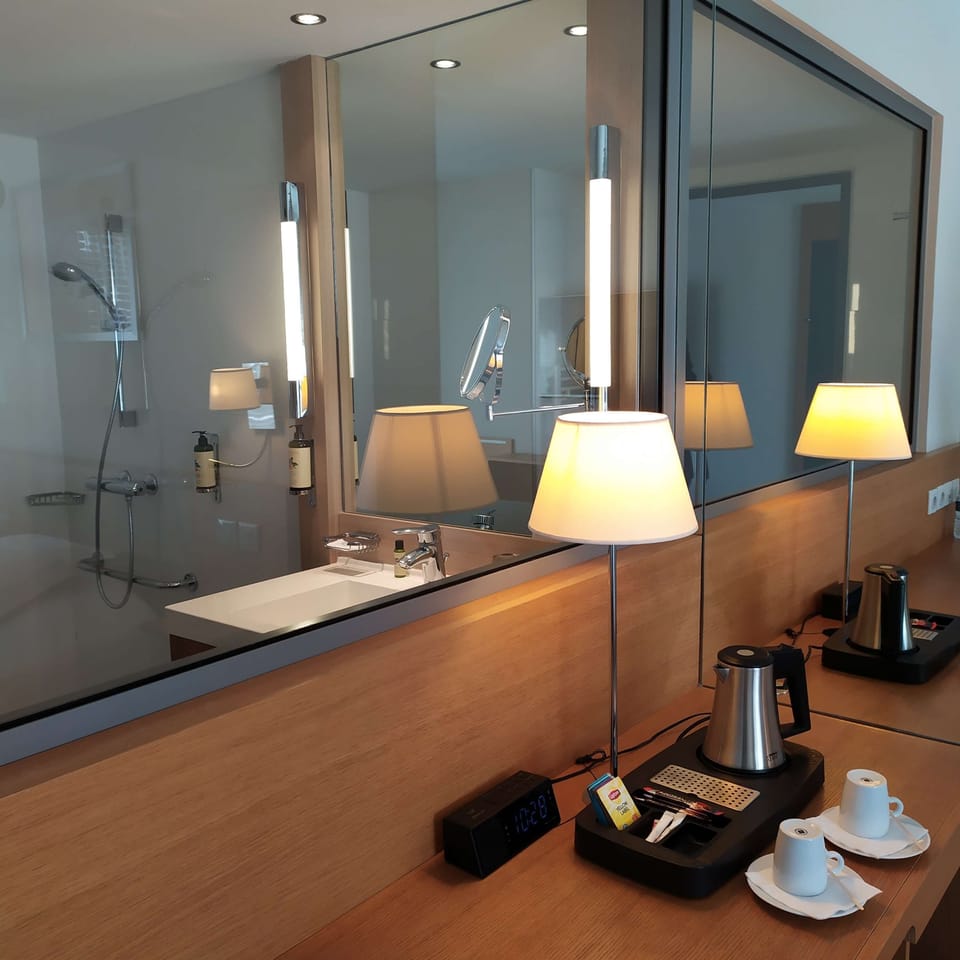 Free toiletries, hair dryer, bathrobes, slippers