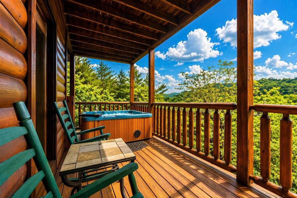 Four Person Bubbling Hot Tub to Enjoy the Mountain View on the Bottom Floor