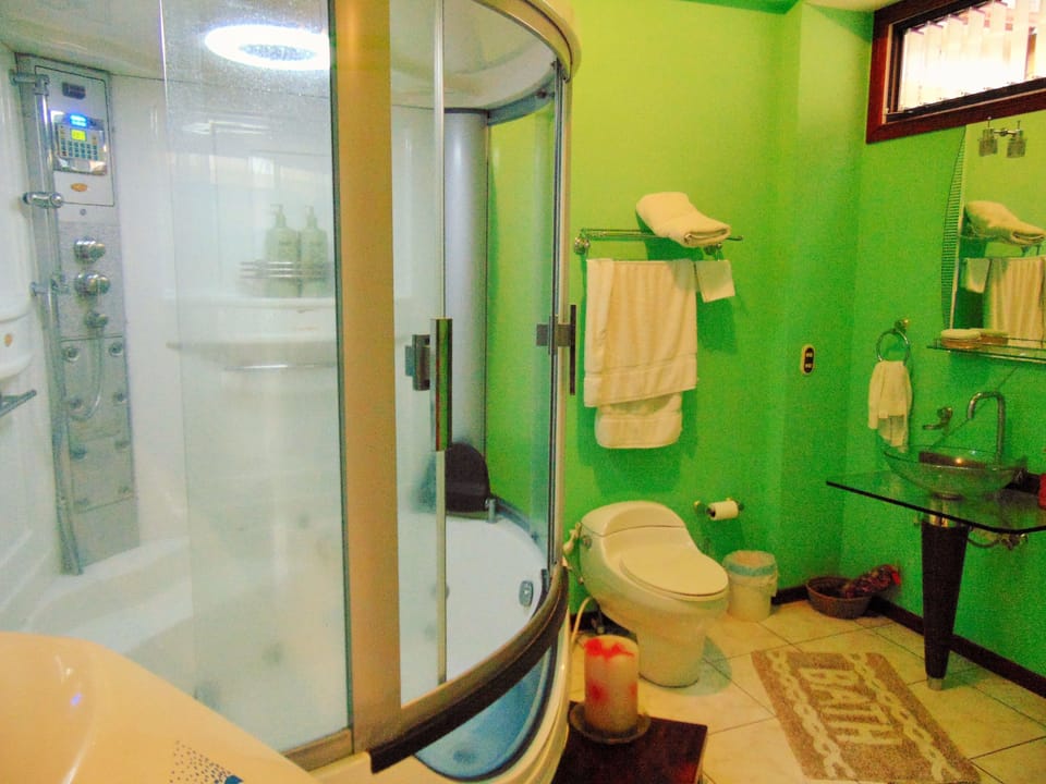 Honeymoon Room | Bathroom | Shower, free toiletries, hair dryer, towels