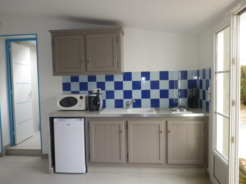 Studio, Terrace | Private kitchen | Fridge, microwave, stovetop, coffee/tea maker