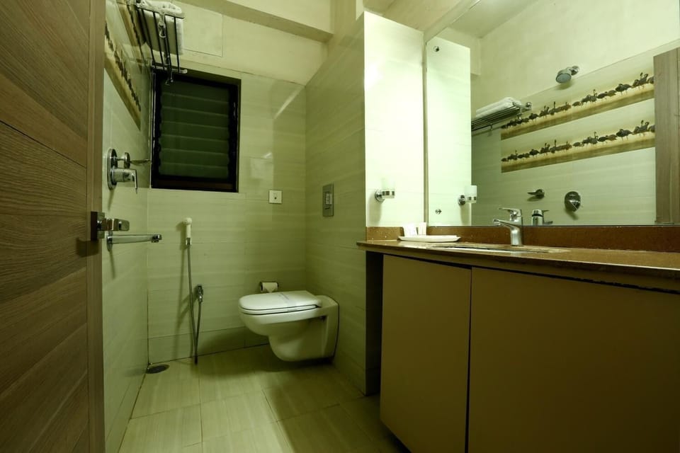 Shower, free toiletries, towels
