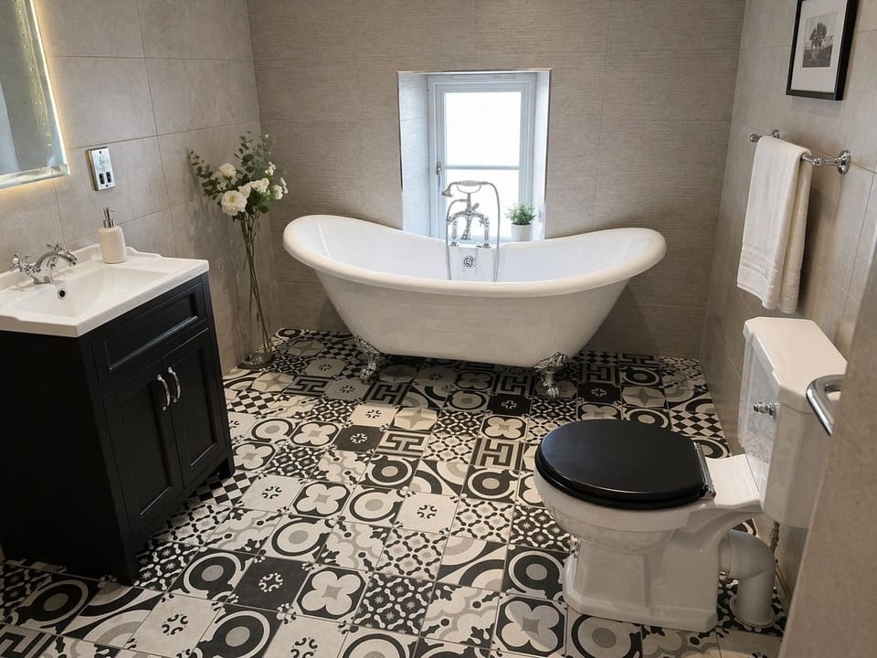 Standard Double Room, 1 King Bed | Bathroom | Shower, free toiletries, hair dryer, bathrobes