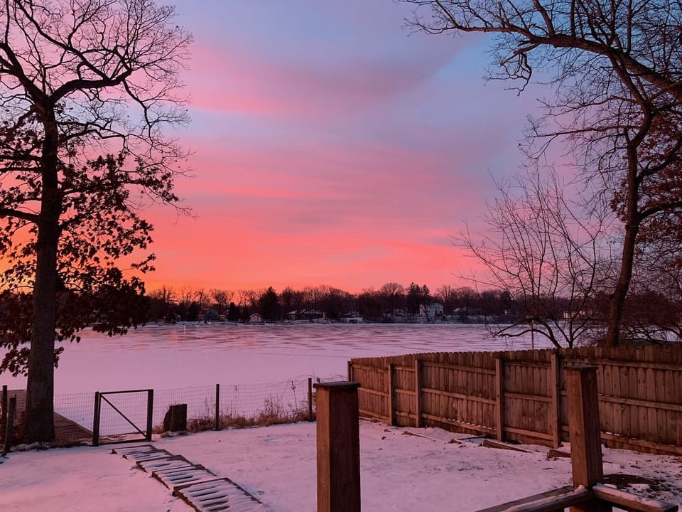 Sunset Over the Frozen Bay