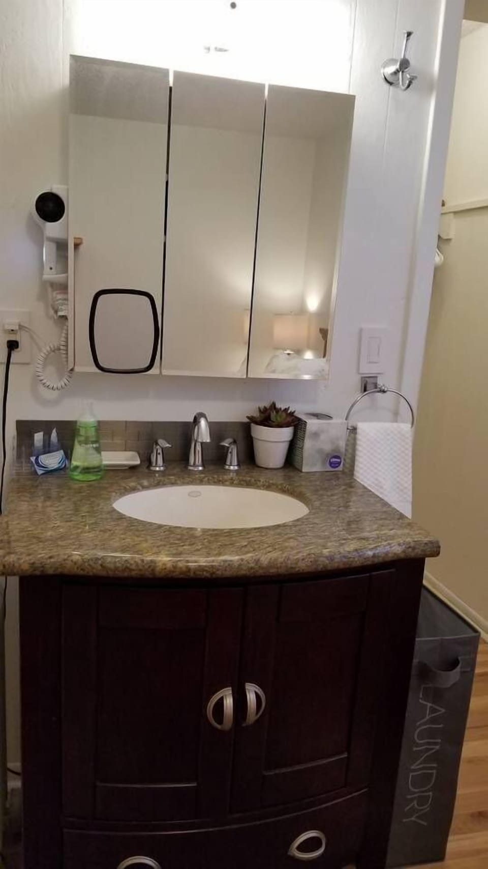 Lots of storage in this vanity & medicine cabinet!