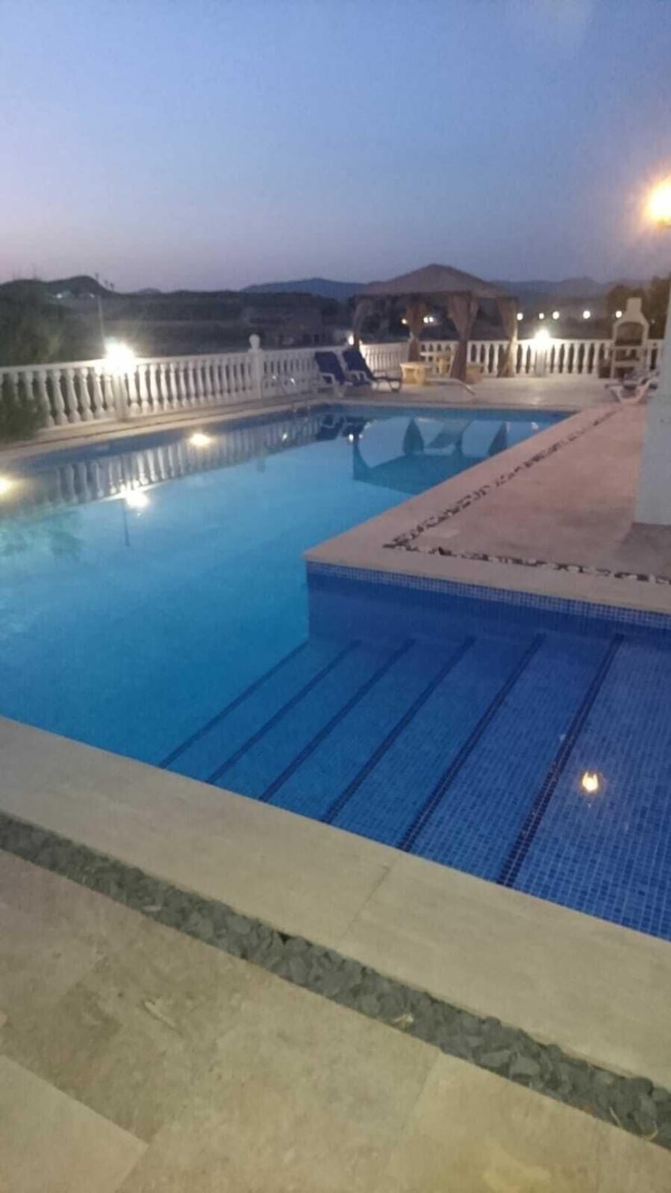 Pool and Gazebo at night