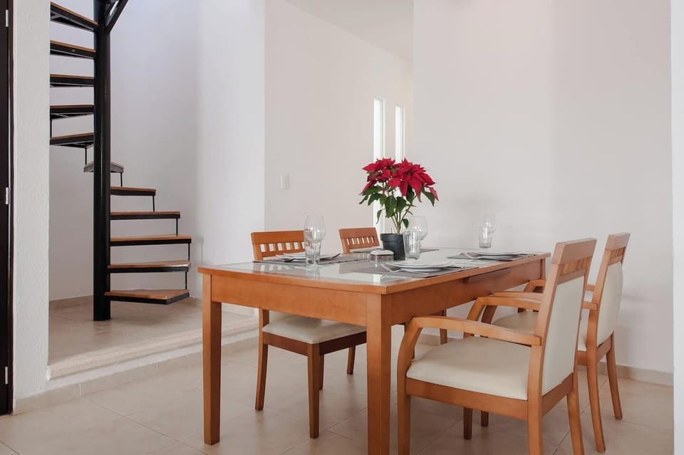 Dining room and stairs to private rooftop