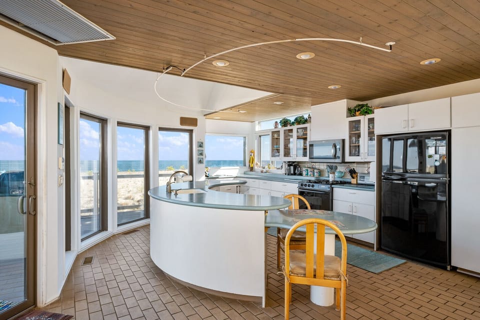 Blue Corian countertops. Kitchen views are spectacular.