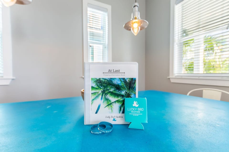 Find more information about the house and our company in the Welcome Binder in the house! Enjoy discounts around town with your Lucky Bird Wristbands!