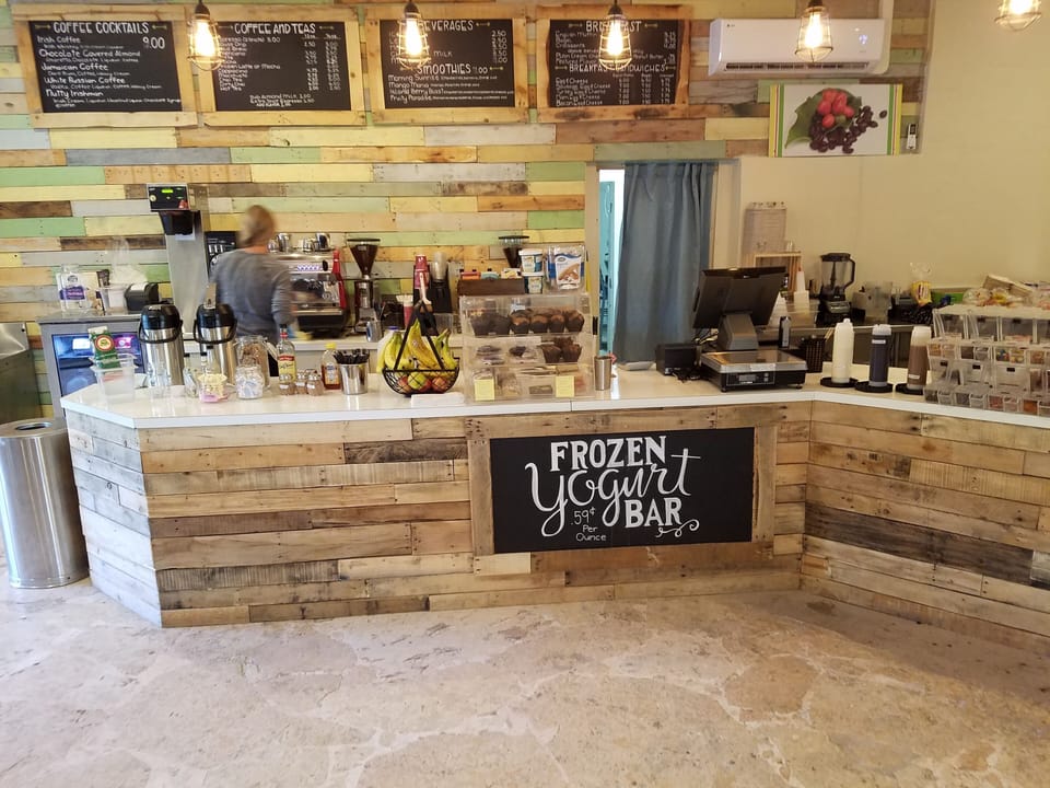 The condo is just steps away from the Beach Buzz coffee shop and frozen yogurt