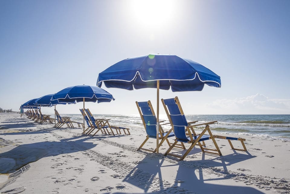 Beach umbrellas and chairs