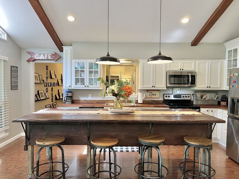 Classy kitchen w butcher block counters