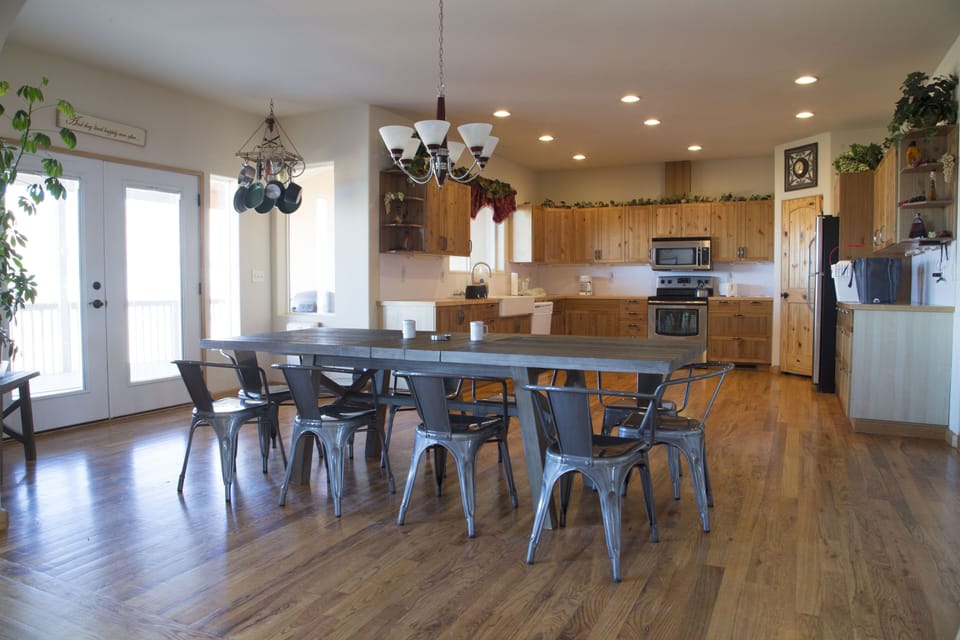 Your equipped (not stocked) kitchen and dining for 10 (add'l seating on patio)