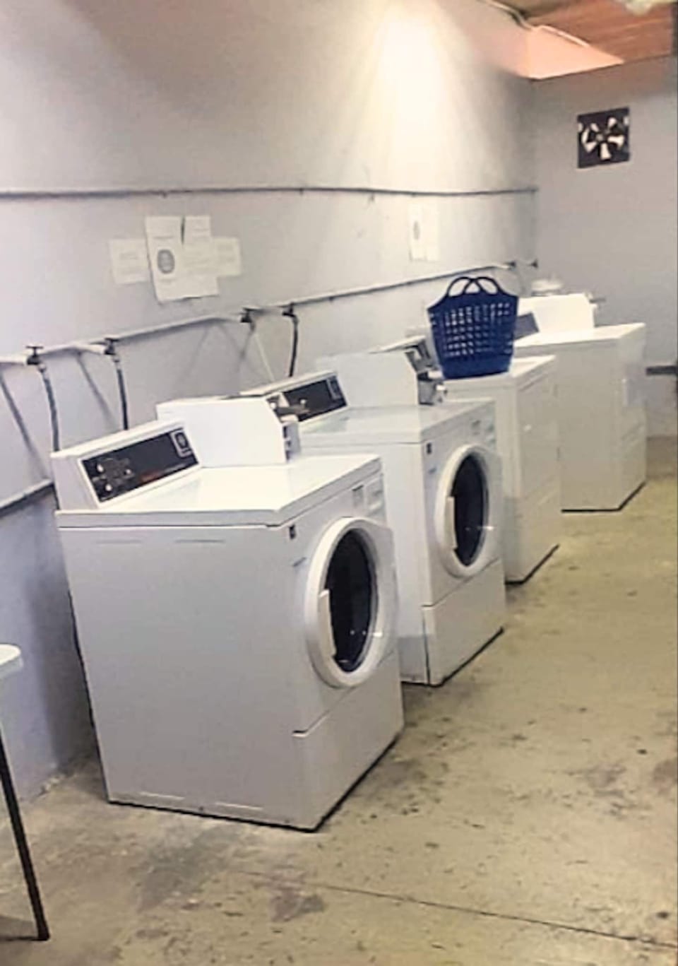 Laundry room, closes at 8pm, coins can be purchased at the reception desk.