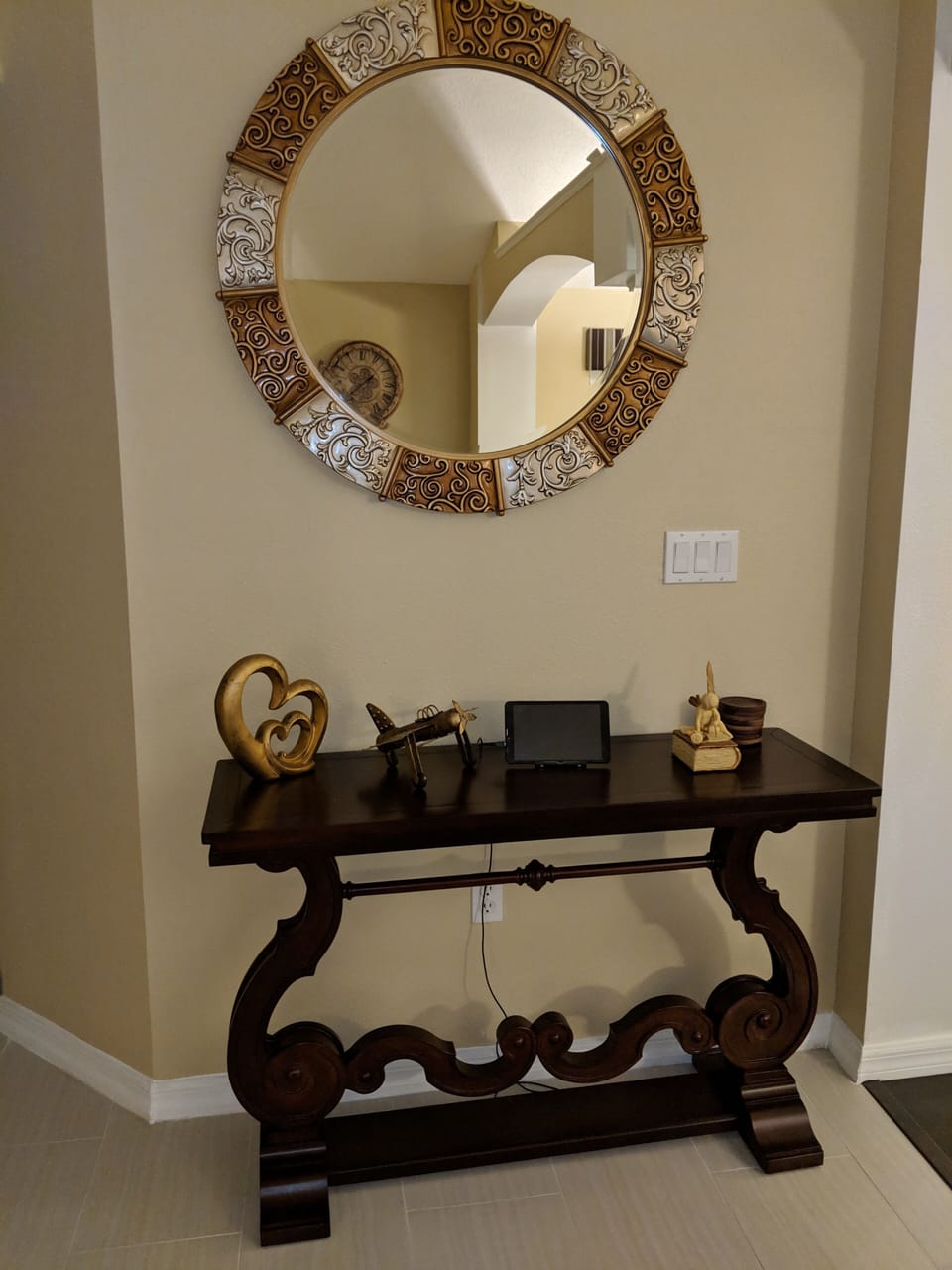 Console table and wall mirror