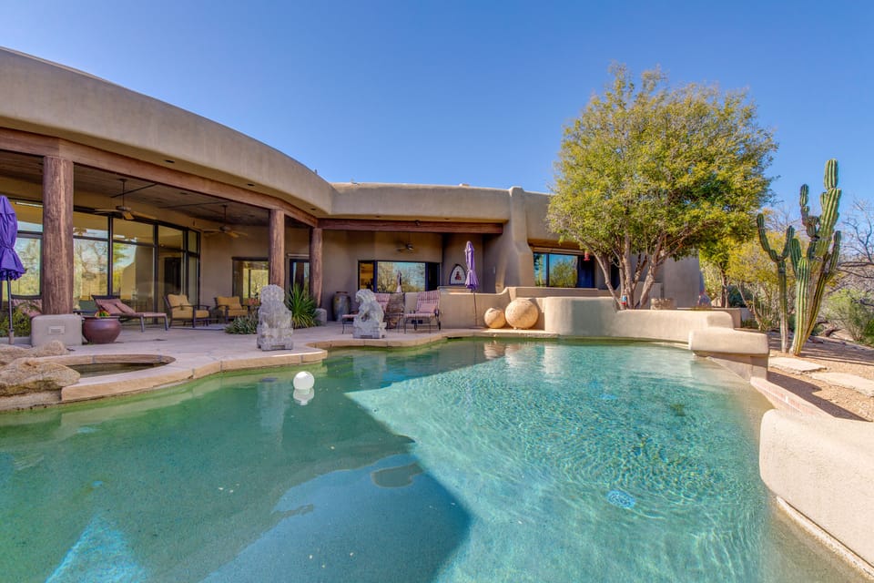 Backyard Area of the Property - Pool, Lounge Chairs...All in Privacy