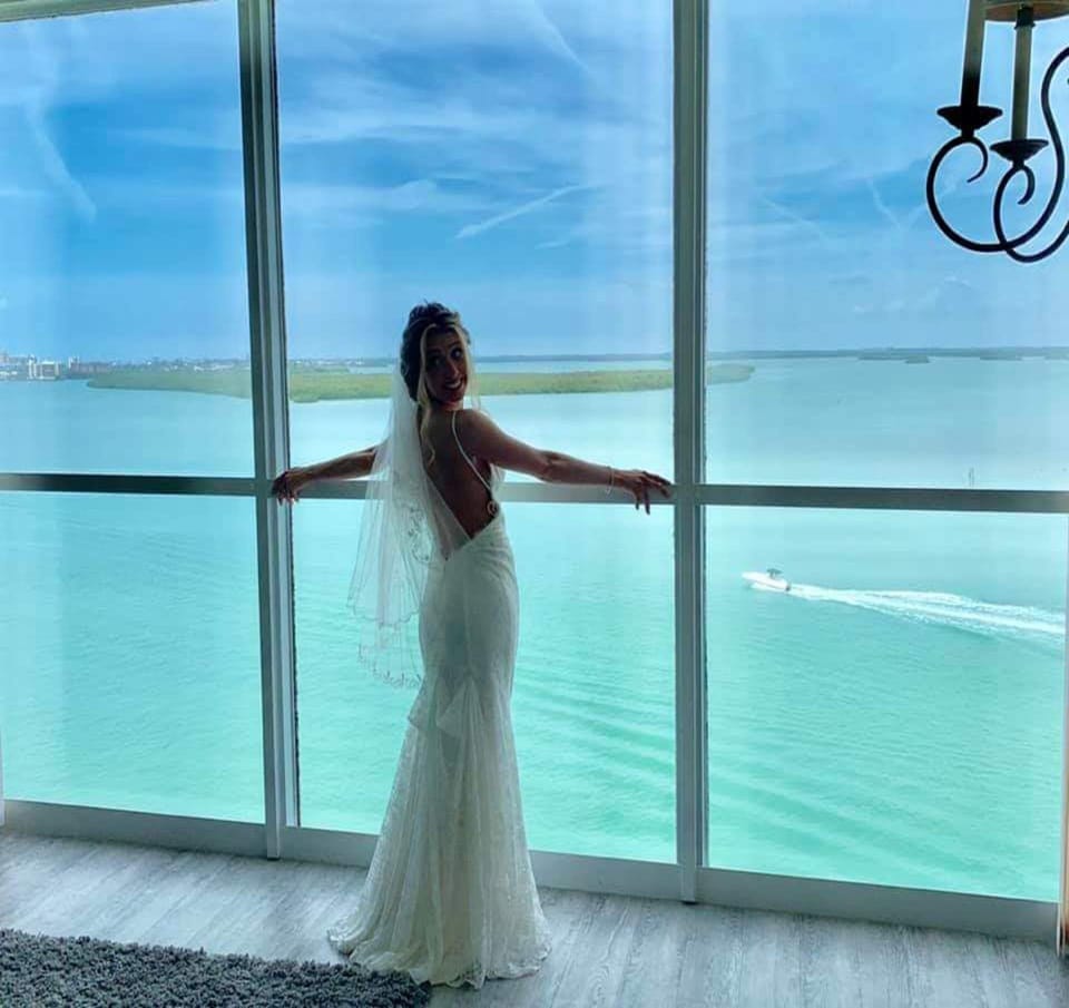A recent bride enjoying the view!