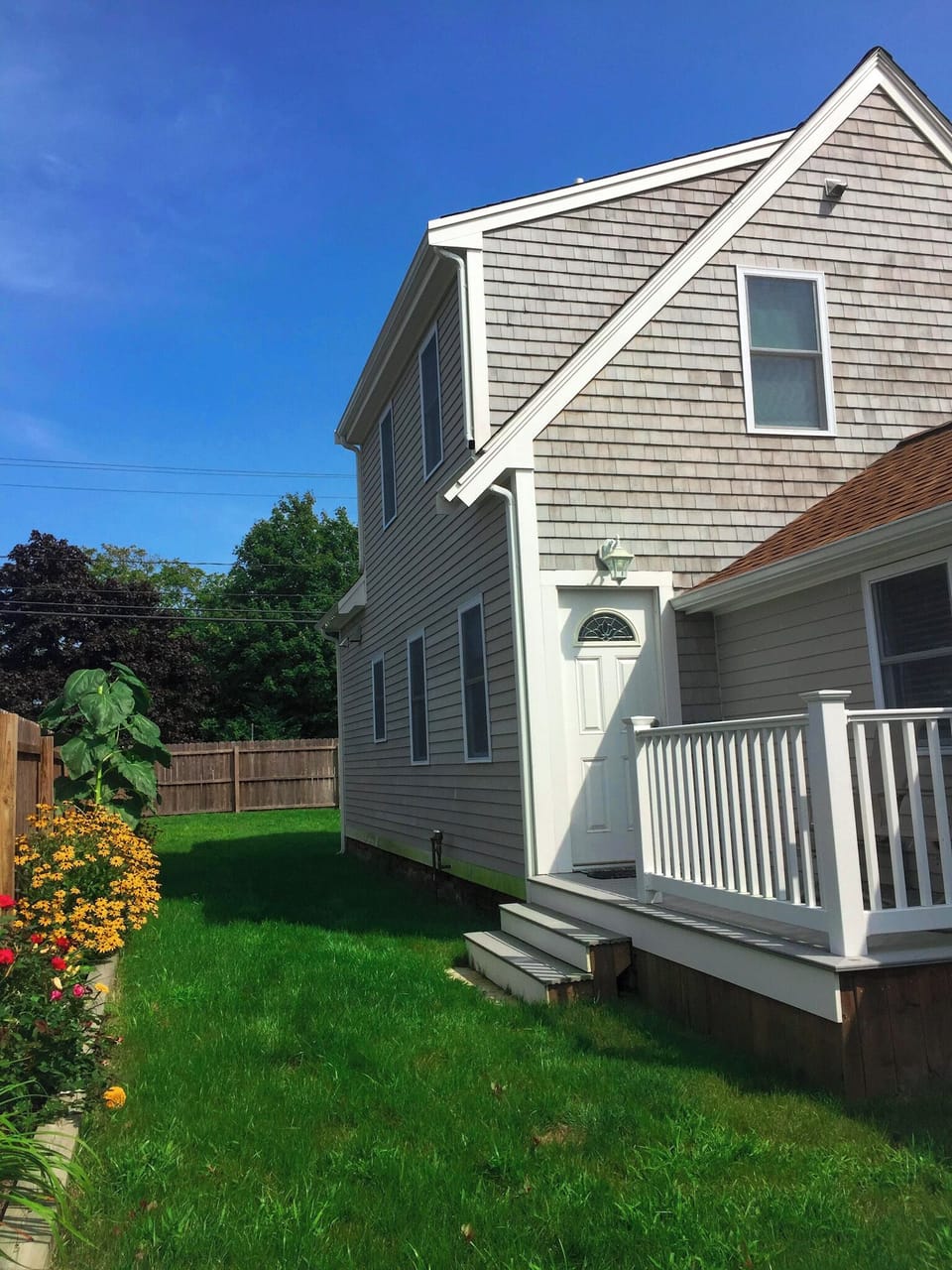Part of the back yard with the second deck!