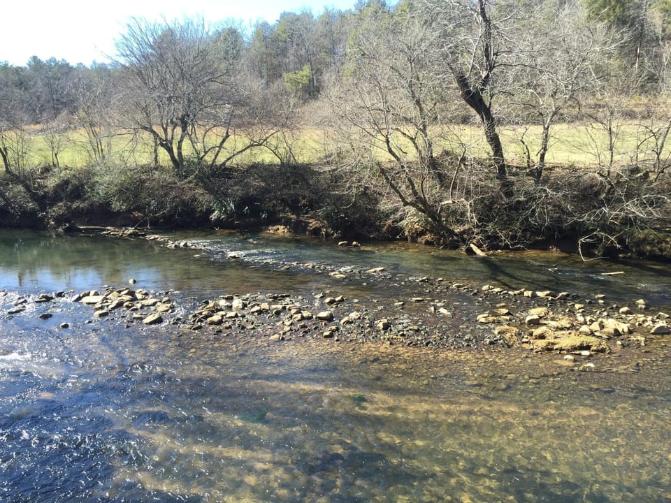 Indian fish trap in the Nottely River in front of the property.