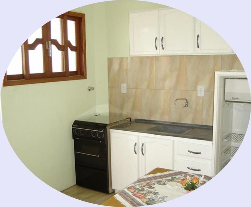 Full-size fridge, oven, stovetop, cookware/dishes/utensils