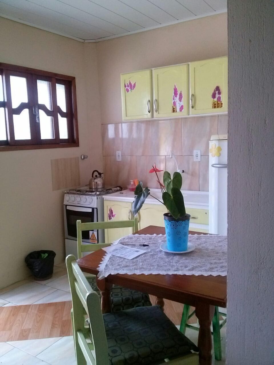 Full-size fridge, oven, stovetop, cookware/dishes/utensils