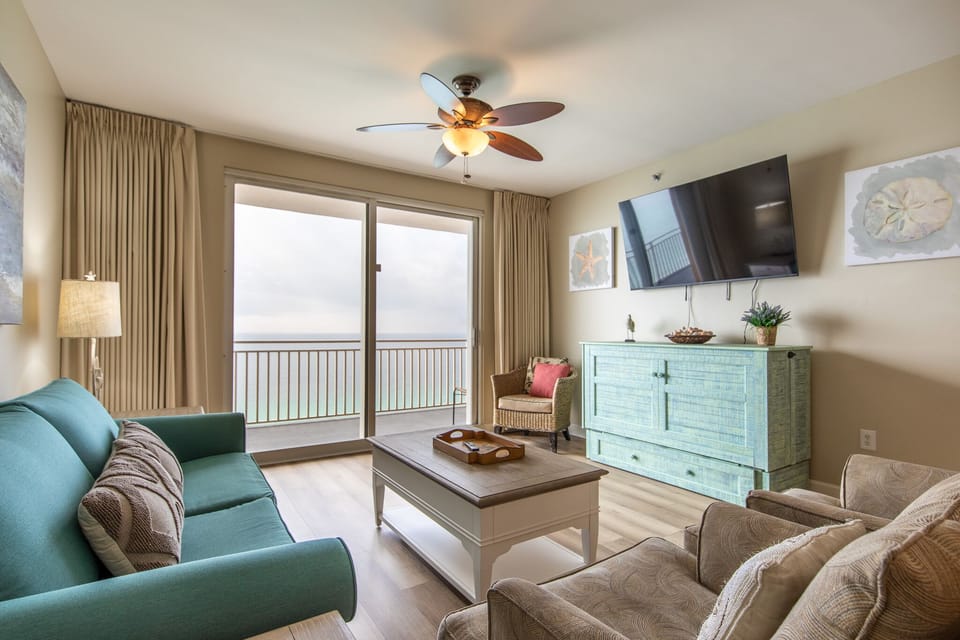 Gulf front living room.